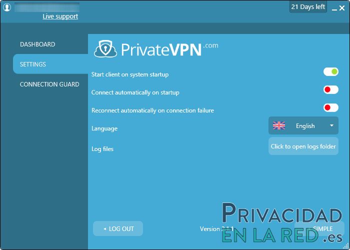 configuración de private vpn