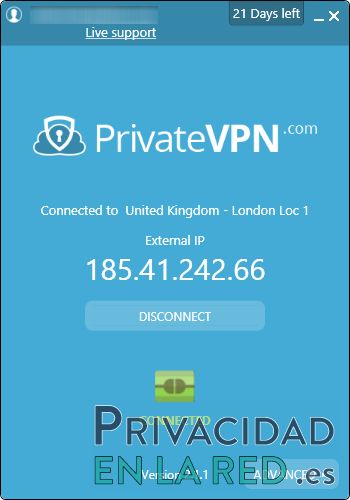 privatevpn conectada